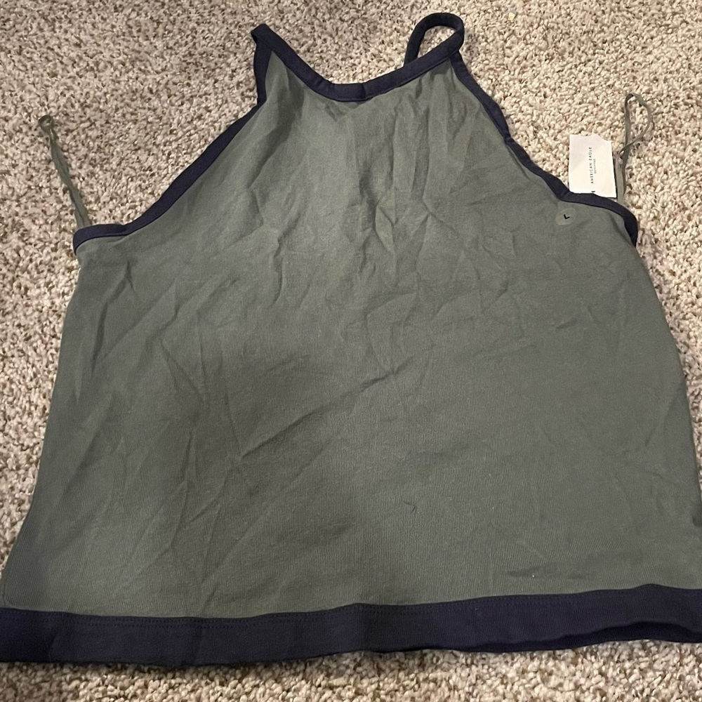 American Eagle Outfitters | Green/Navy Halter Top | Size L | NWT